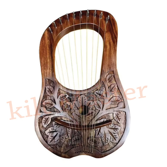 10 metal Strings Flower Design Lyre Harp