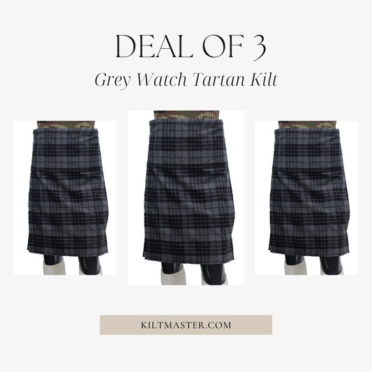 3 Grey Watch Tartan Kilts Deal