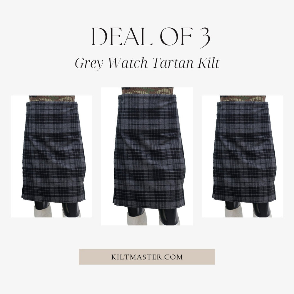 3 Grey Watch Tartan Kilts Deal