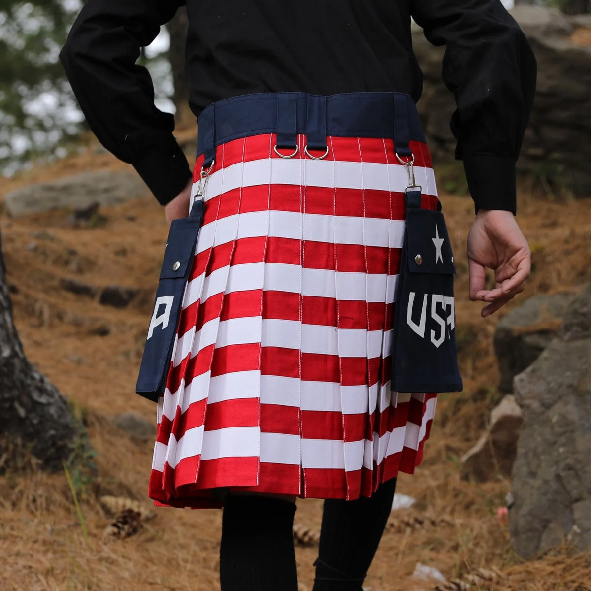 American Flag Utility Kilt for Men Back