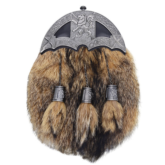 Antique Cantle Fox Fur Sporran with Lion Rampant