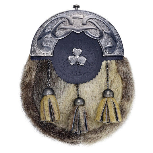 Antique Cantle Seal Skin Sporran with Shamrock Badge