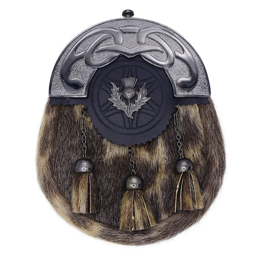 Antique Finish Seal Skin Sporran with Thistle Badge