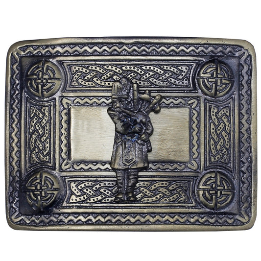 Bagpiper Man Badge Kilt Belt Buckle