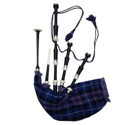 Black Finish Highland Tartan Bagpipe