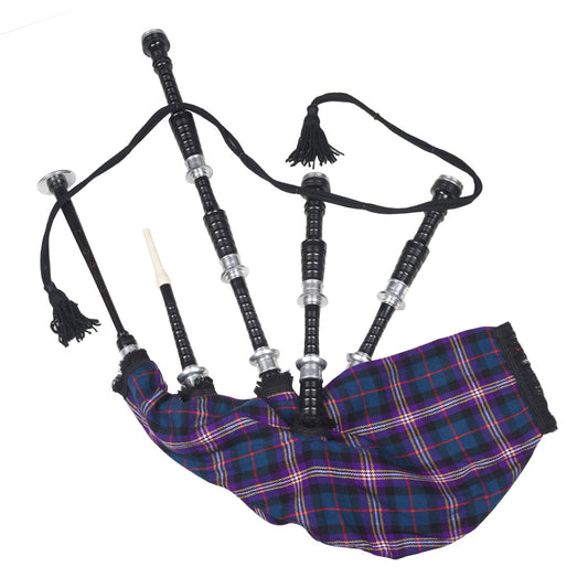Black Finish Masonic Tartan Scottish Bagpipe