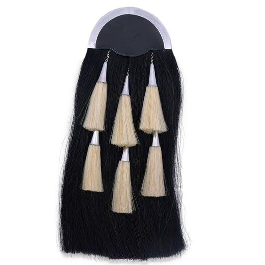 Black Horse Hair Sporran With Six White Tassels