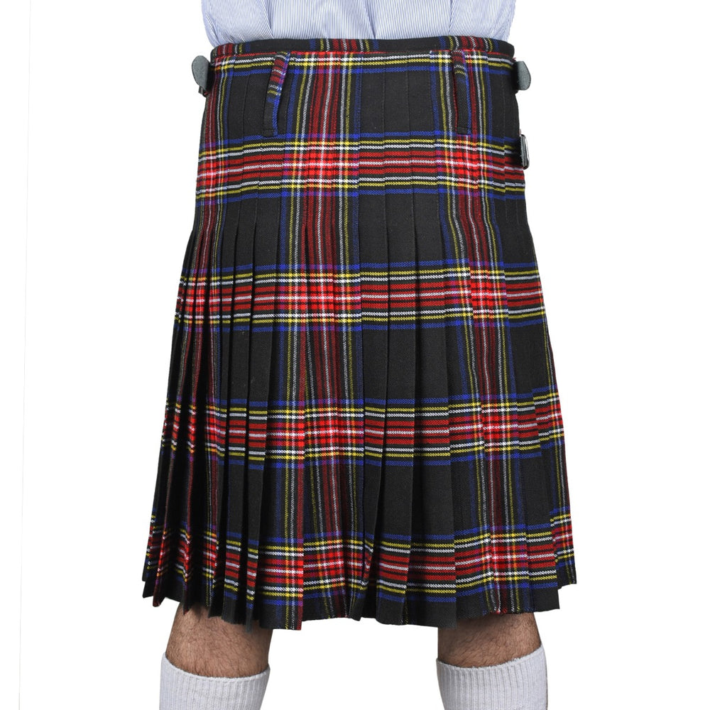 Black Stewart Tartan Kilt Back