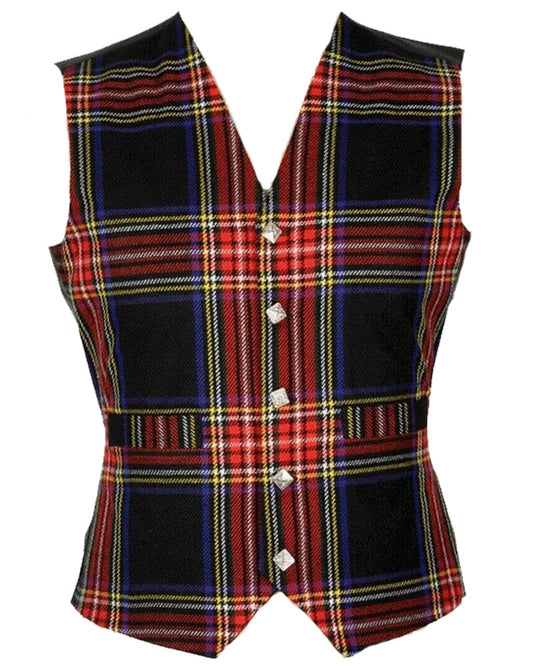 Stewart Black Tartan Vest
