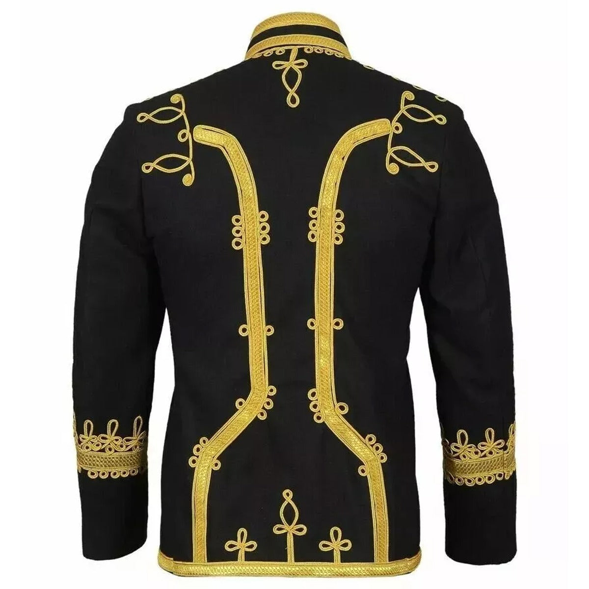 Black Wool Hussar Doublet Jacket Back