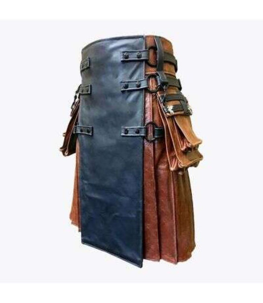 Black and Brown Leather Kilt