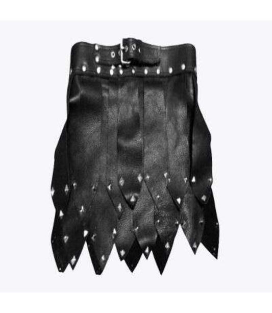 Black Leather Kilt in Roman Style
