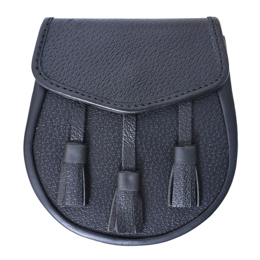 Black Leather Scottish Kilt Sporran