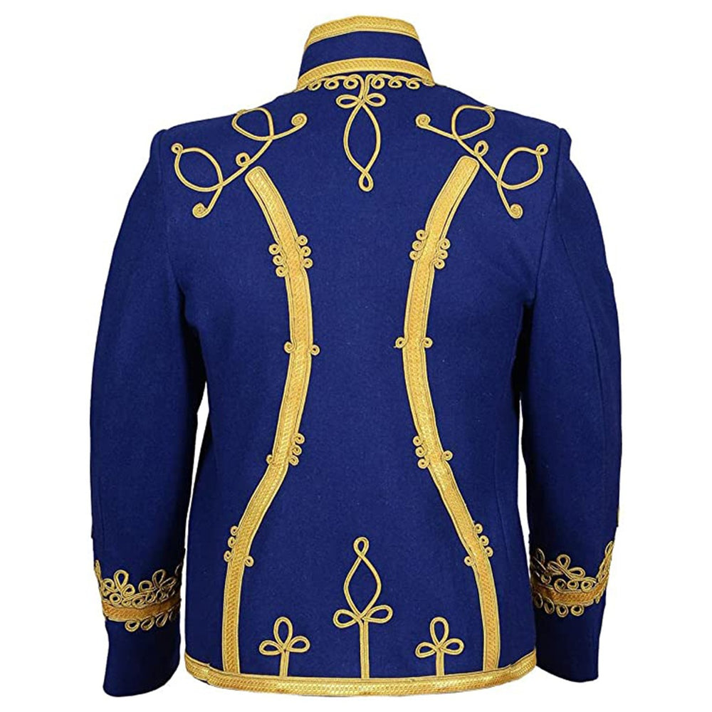 Blue Wool Hussar Doublet Jacket with Gold Braid Back