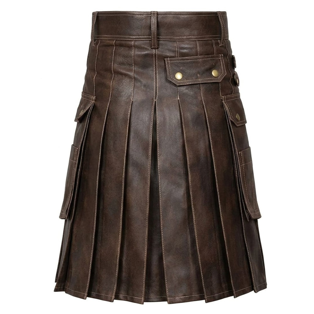 Brown Leather Utility Kilt Back