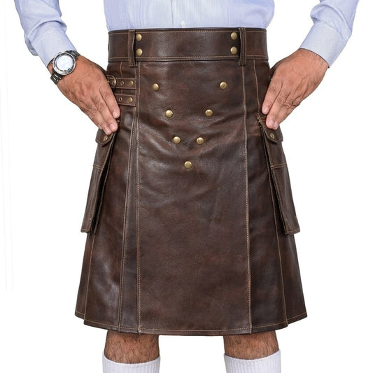 Brown Leather Utility Kilt