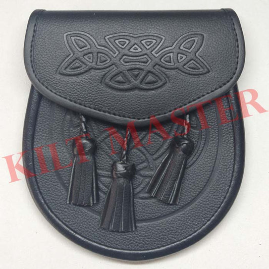 Celtic Knot Embossed Leather Sporran Front