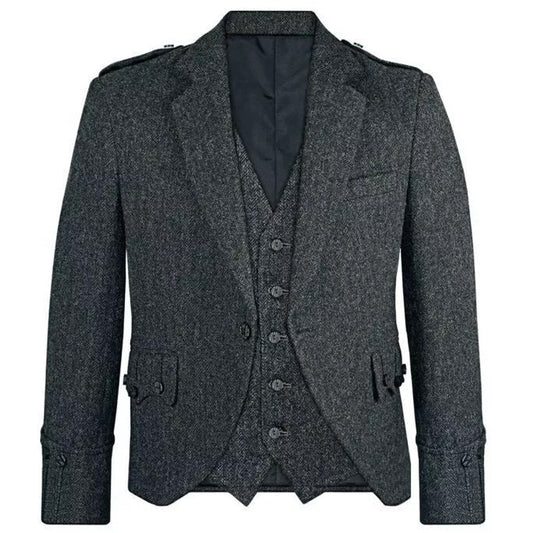 Charcoal Grey Argyll Jacket With Vest