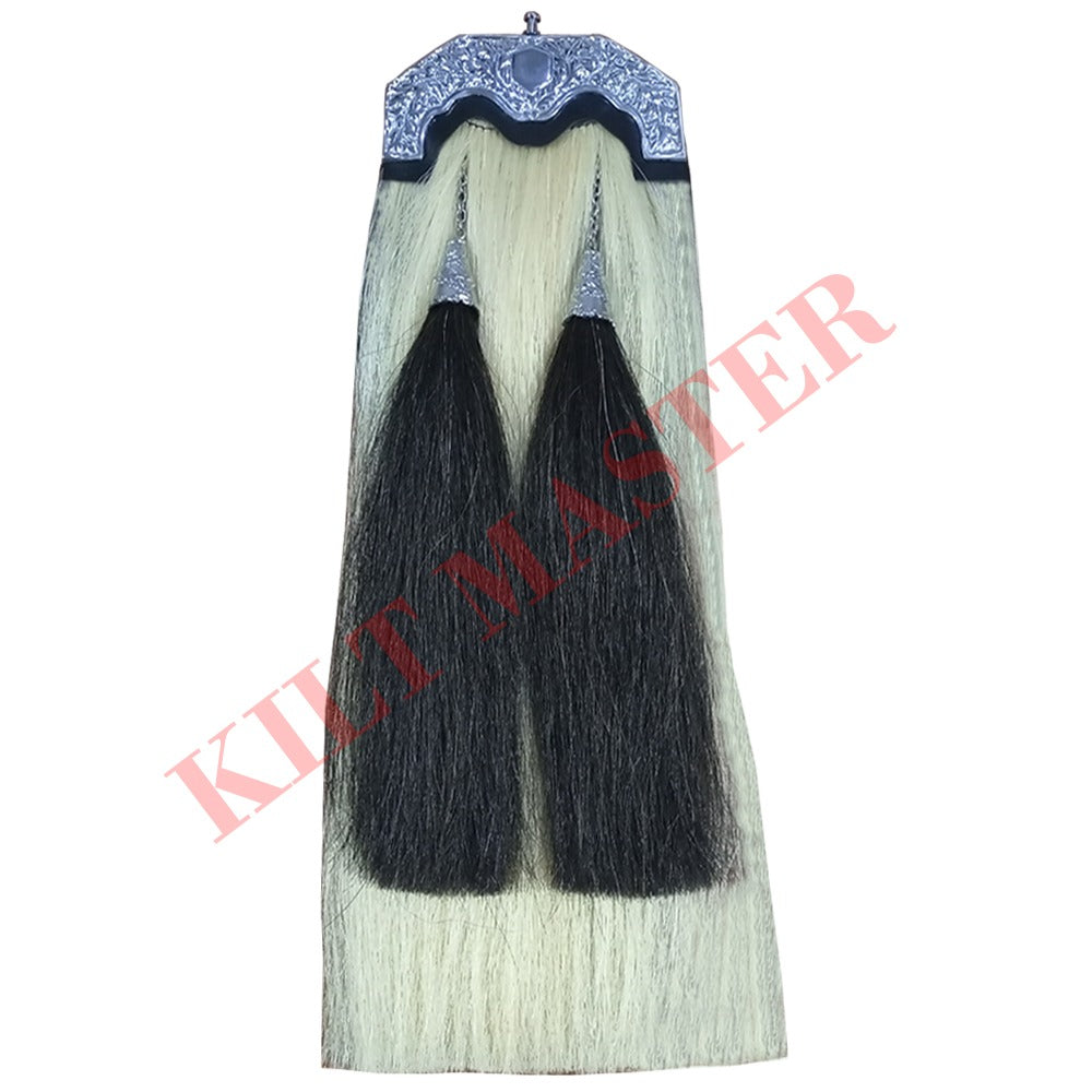 Chrome Cantle White Horse Hair Sporran