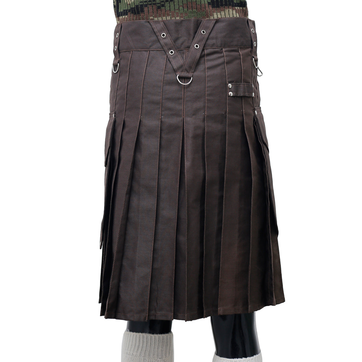 Dark Brown Working Kilt with Round Pocket Back