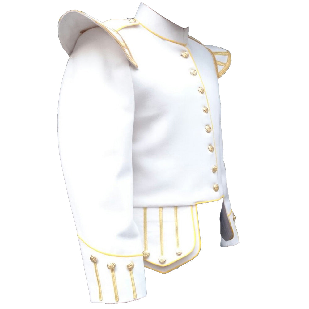 White Bag Pipe Doublet with Golden Trim