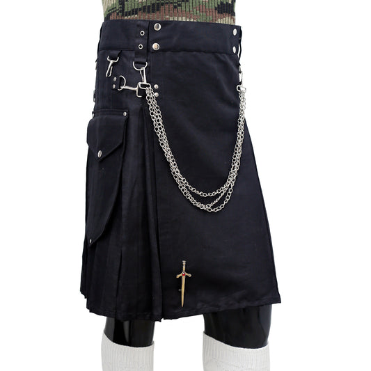Fashion Black Utility Kilt Right