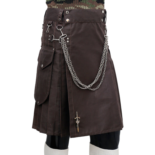 Fashion Brown Utility Kilt for Men