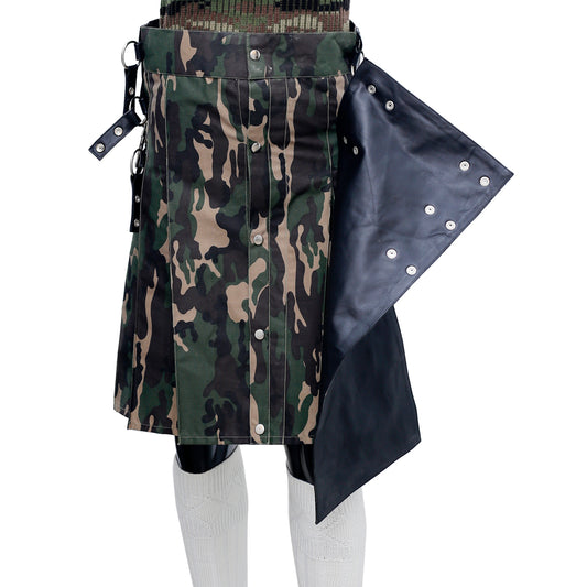Fashion Camo Kilt with Leather Apron Front Special