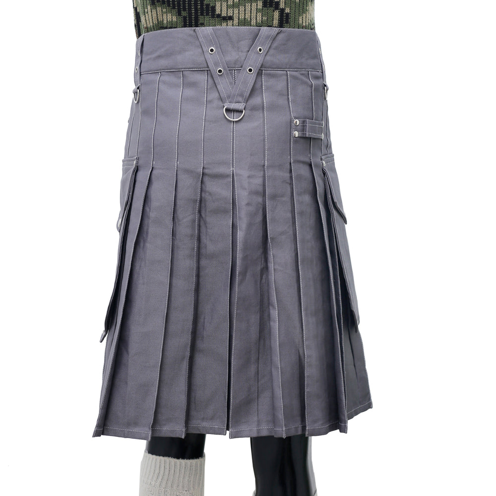 Fashion Grey Utility Kilt Back