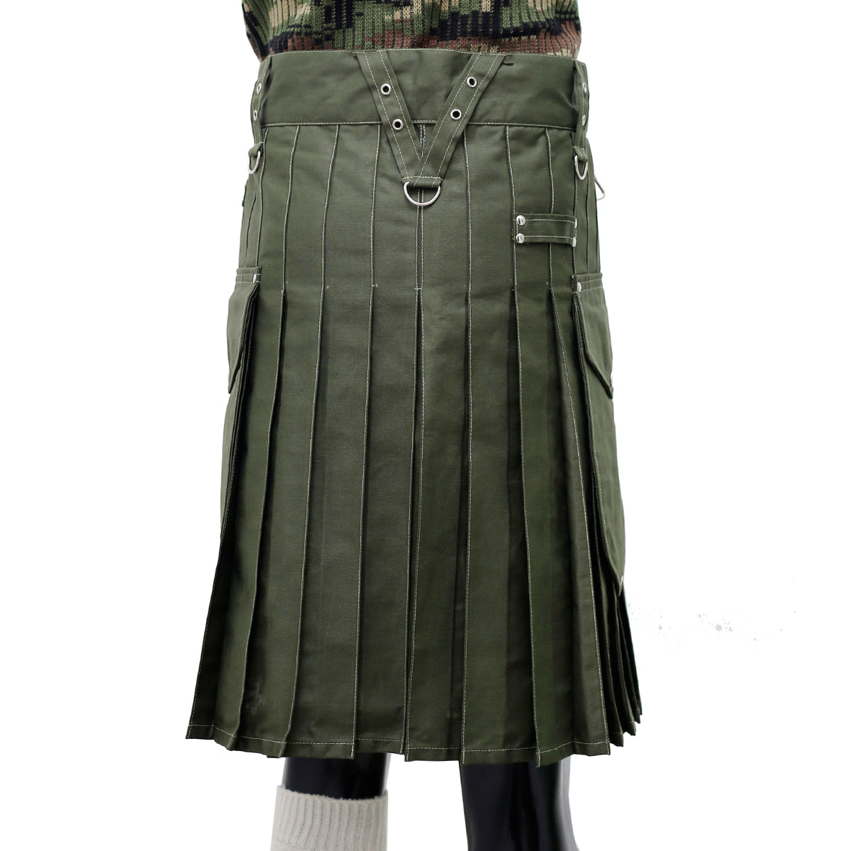 Fashion Olive Green Utility Kilt Back