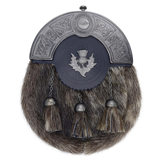 Formal Seal Skin Sporran Antique Thistle Badge Photo