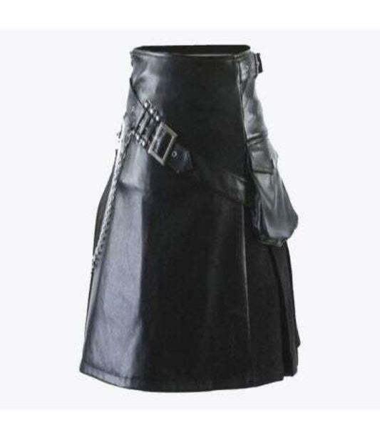 Gladiator Black Leather Kilt