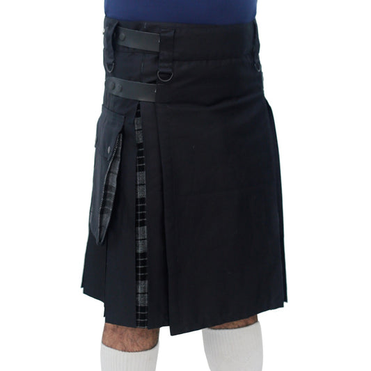 Grey Watch and Black Hybrid Kilt Right