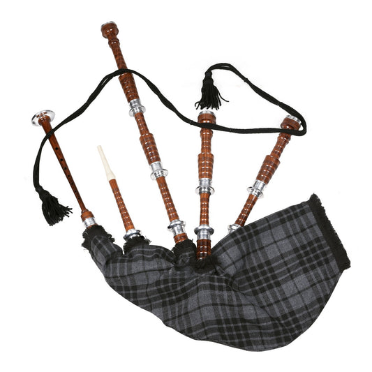 Grey Watch Tartan Natural Finish Scottish Bagpipe
