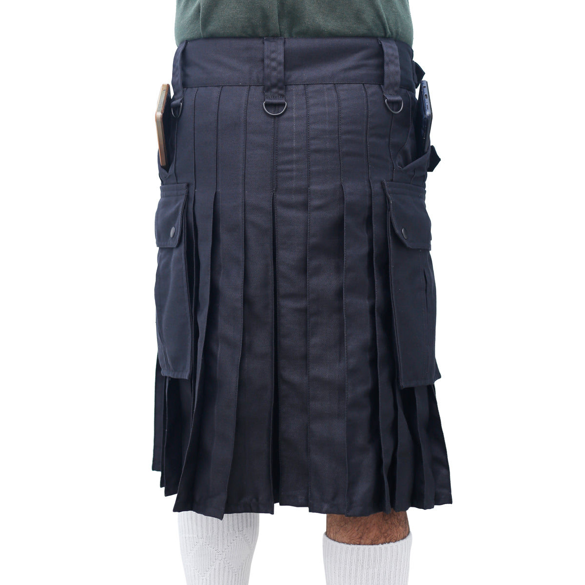 Highland Black Utility Kilt with Fabric Straps