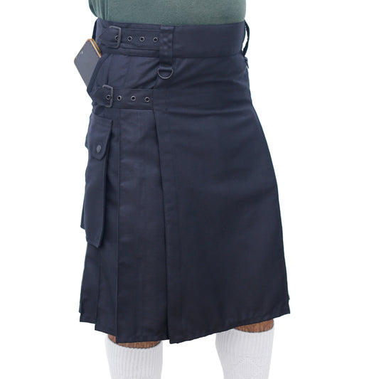 Highland Black Utility Kilt with Fabric Straps