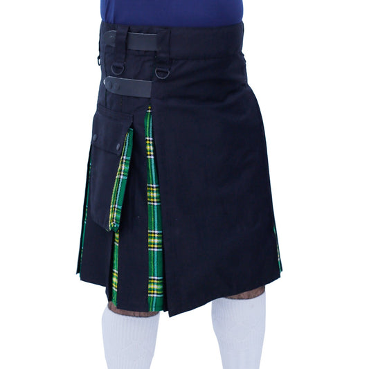Hybrid Kilt Black and Irish Green Right