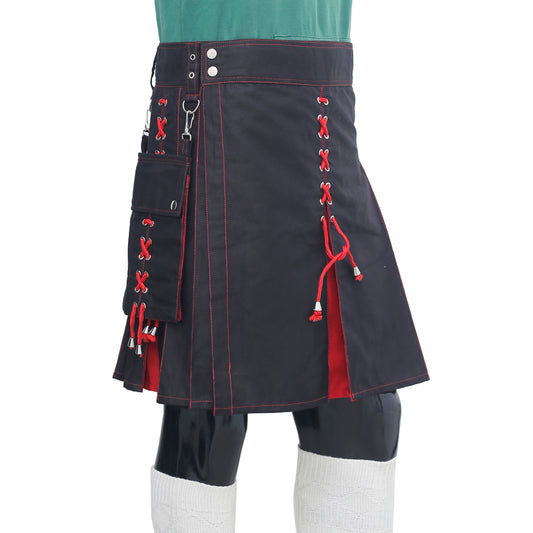 Hybrid Kilt Black and Red - Premium Quality