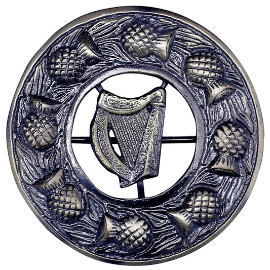 Irish Harp Badge Antique Kilt Fly Plaid Brooch