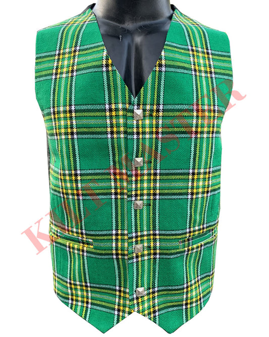 Irish Green Tartan Vest