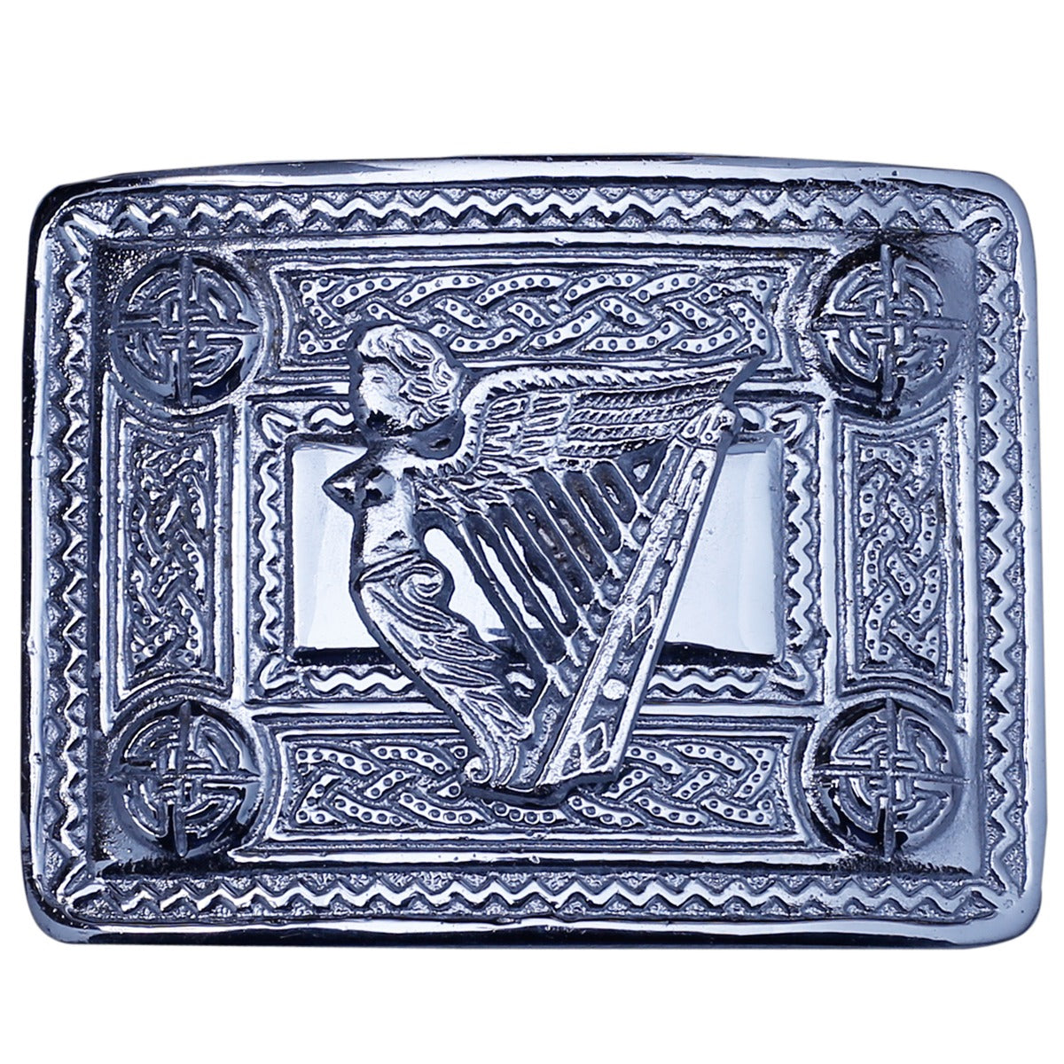 Lady Harp Badge Chrome Kilt Belt Buckle