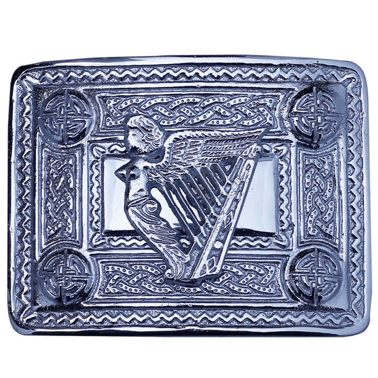 Lady Harp Badge Chrome Kilt Belt Buckle