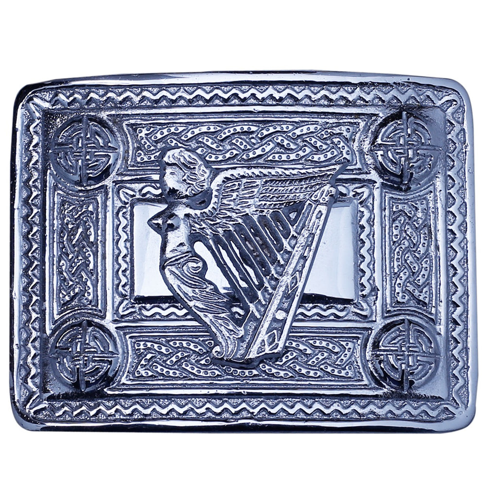 Lady Harp Badge Chrome Kilt Belt Buckle