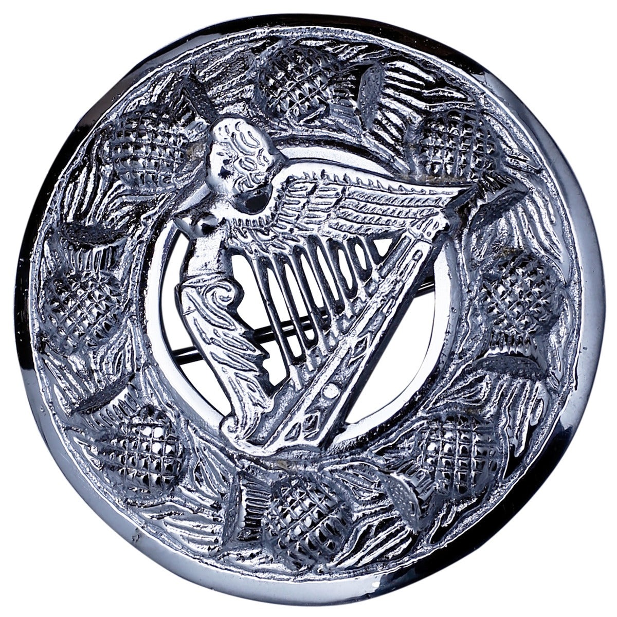 Lady Harp Kilt Fly Plaid Brooch Front