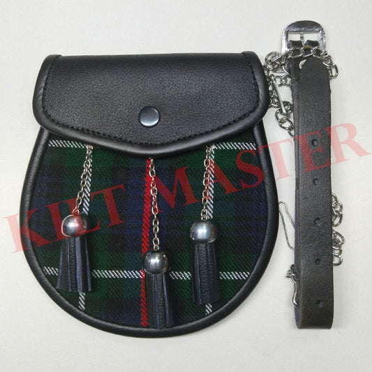 Mackenzie Tartan Leather Sporran with Chain