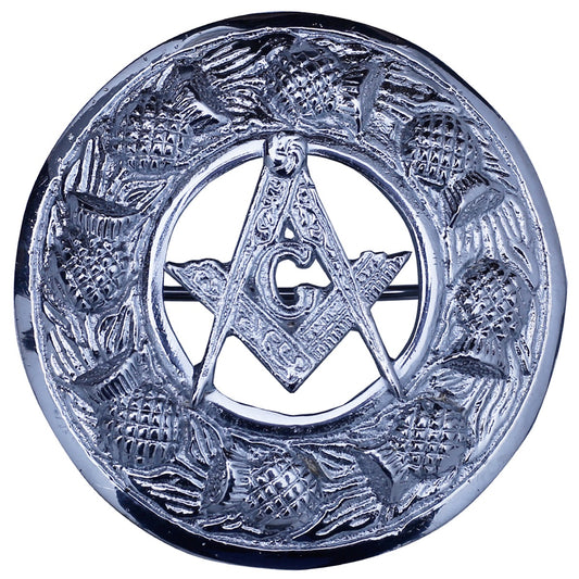 Masonic Kilt Fly Plaid Brooch Front
