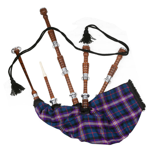 Masonic Tartan Natural Finish Scottish Bagpipe