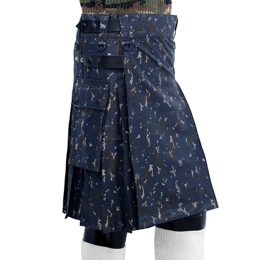 Navy Blue Camouflage Hybrid Kilt