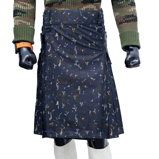 Navy Blue Camouflage Hybrid Kilt