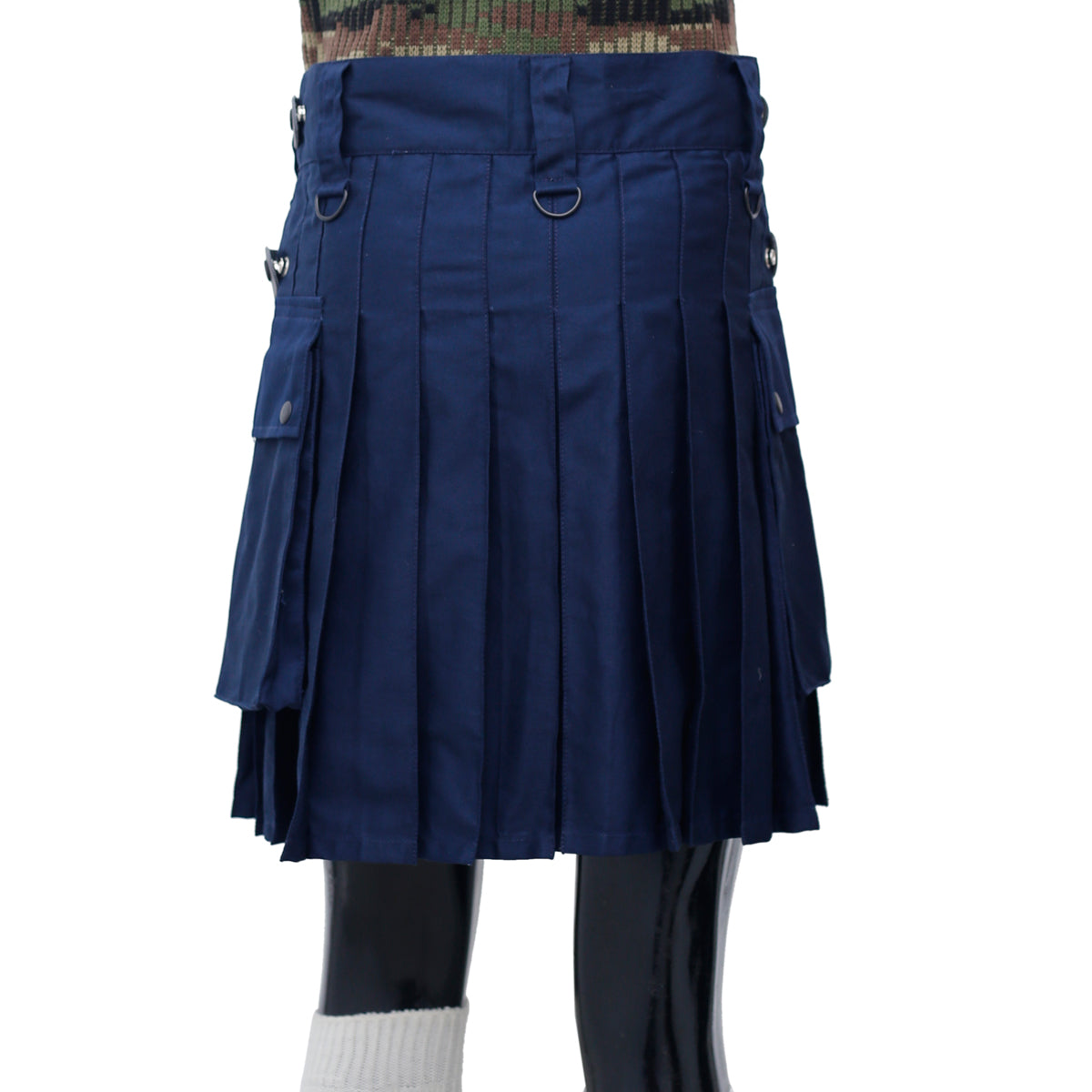 Navy Blue Utility Kilt with Leather straps